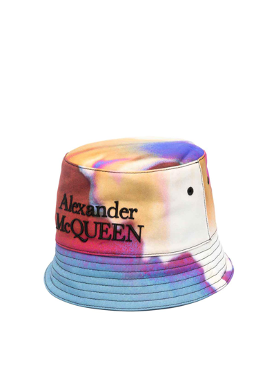 Alexander Mcqueen Men's Luminous Flower Nylon Bucket Hat In Multicolor