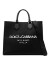 Dolce & Gabbana Large Rubberized Logo Top Handle Bag In Black