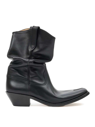 Maison Margiela Tabi Split-toe Leather Western Boots In Black