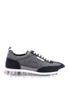 Thom Browne Flannel Sneakers With Iconic Tricolor Detail In Grey