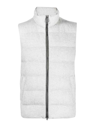 Herno Quilted Zip-up Gilet In Gray