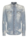 Dolce & Gabbana Bleached Button-up Denim Shirt In Negro