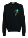 Palm Angels Black Wool Blend Sweater In Negro