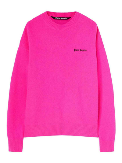 Palm Angels Logo Sweater In Pink