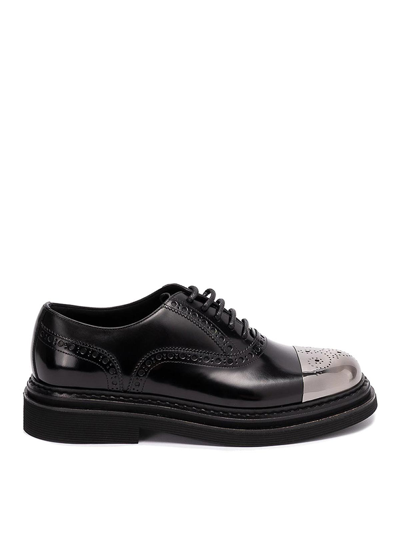 Dolce & Gabbana Brushed Calf Leather Derby Shoes In Black