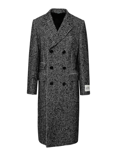 Dolce & Gabbana Two-tone Wool Blend Coat In Multi-colored