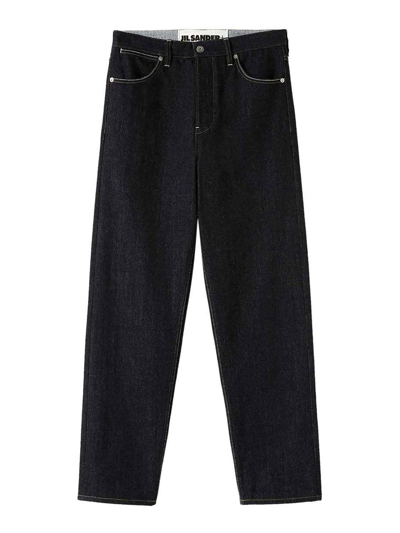 Jil Sander Contrast-stitching Cotton Jeans In Azul