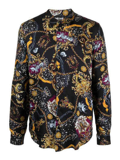 Just Cavalli Graphic-print Long-sleeve Shirt In Black