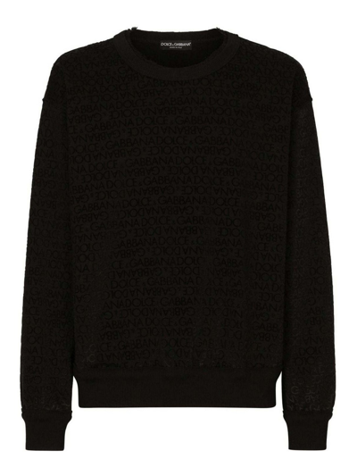 Dolce & Gabbana Logo-print Cotton Sweatshirt In Negro
