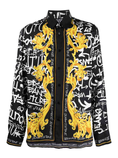 Versace Jeans Couture Logo-print Long-sleeve Shirt In Negro
