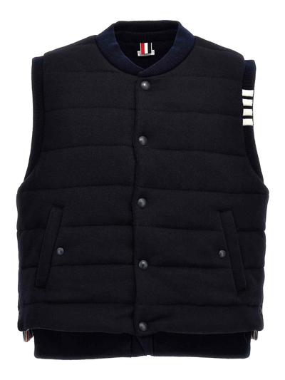 Thom Browne Reversible Downfill Vest In Blue