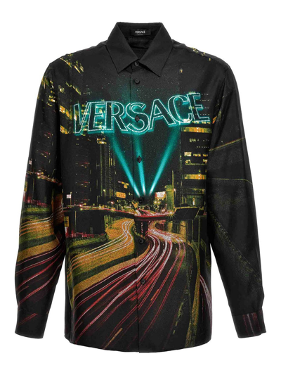 Versace City Lights Silk Shirt In Multicolour