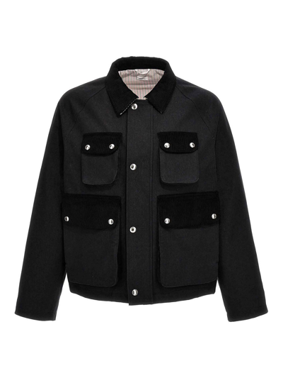 Thom Browne Cropped Relaxed Cotton Field Jacket In Multi-colored