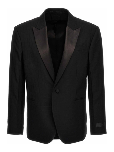 Versace Geometric Jacquard Blazer In Black