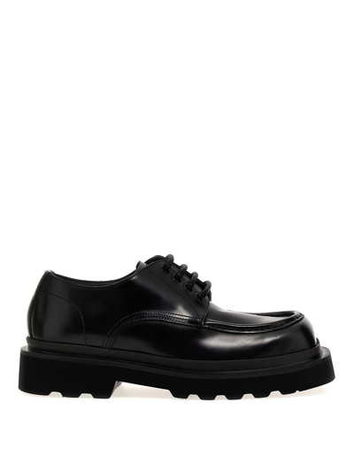 Dolce & Gabbana Square-toe Leather Derby Shoes In Nero