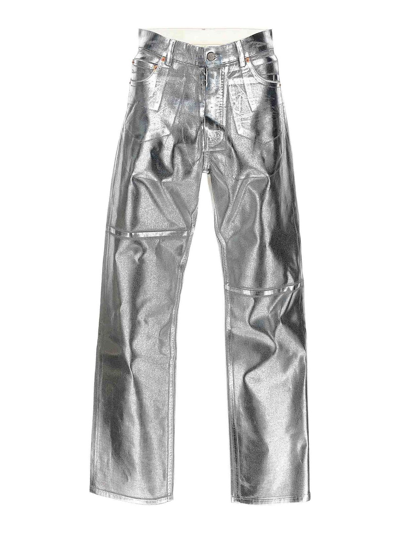Mm6 Maison Margiela Coated Jeans In Silver