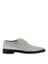 Maison Margiela Lace-up Shoes With Embellished Design And Textured Finish In Plata