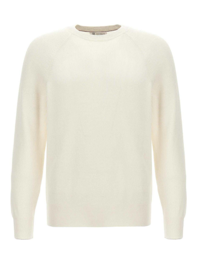 Brunello Cucinelli Ribbed Sweater In White