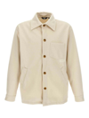 Gcds Logo Embroidery Jacket With Chest Pocket In Neutral