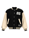 Gcds Varsity Bomber Jacket Contrast Sleeves In Black