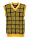 Marni Check Mohair-blend Vest In Amarillo