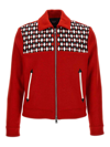 Amiri Wool Blend Diamond Jacket With Embroidered Insert In Red