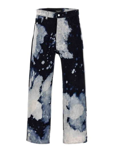 A-cold-wall* Hand Bleached Wide Leg Jeans In Blue
