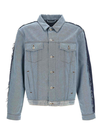 Heron Preston Patchwork Denim Jacket In Azul Claro