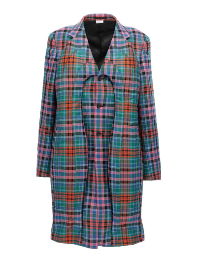 Comme Des Garçons Check Coat In Multicolour