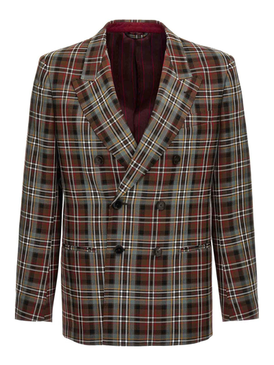 Etro Plaid-check Double-breasted Blazer In Multicolor