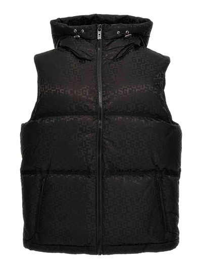 Gcds Black Padded Gilet With  Pattern