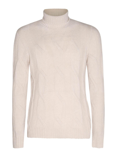 Eleventy Cable-knit Cashmere-silk Blend Jumper In White
