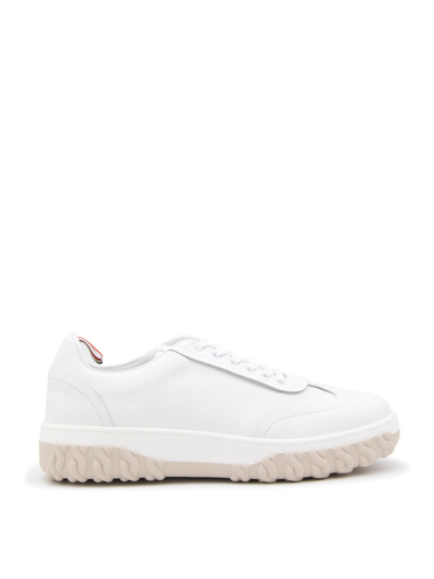 Thom Browne White Leather Tech Runner Sneakers In Blanco