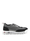 Thom Browne Flannel Sneakers With Iconic Tricolor Detail In Grey