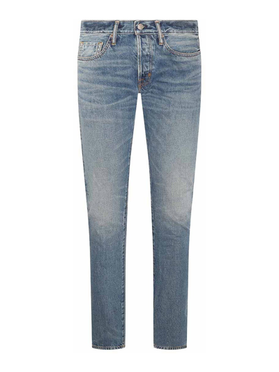 Tom Ford Blue Cotton Jeans In Azul
