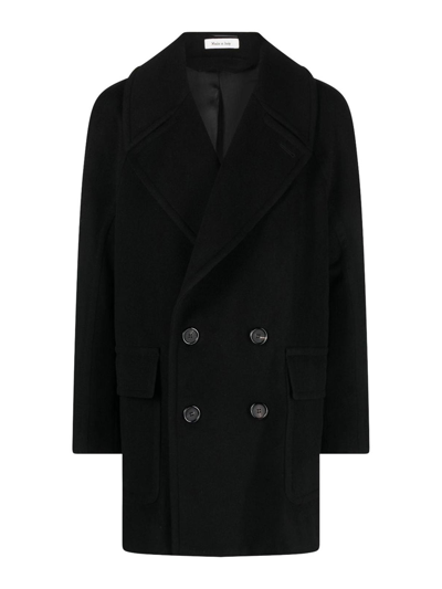 ALEXANDER MCQUEEN BLACK WOOL BLEND COAT