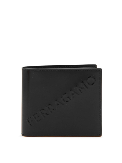 Ferragamo Man Wallet With 3d Logo In Black