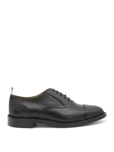 Thom Browne Black Leather Lace Up Shoes In Negro