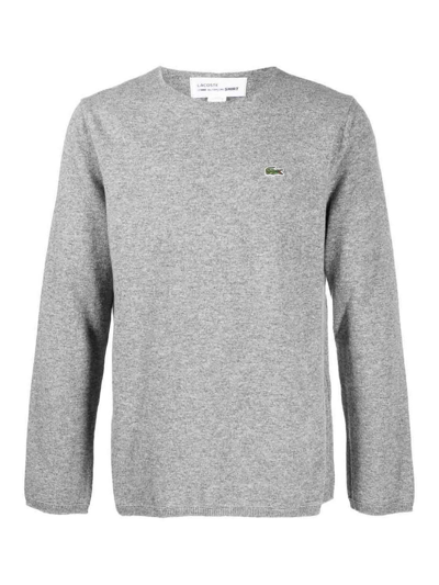 Comme Des Garçons Intarsia-knit Logo Wool Jumper In Grey