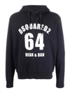 Dsquared2 Logo Printed Drawstring Hoodie In Dark Blue