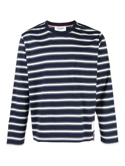 Thom Browne Stripe Print Long Sleeved T Shirt In Multi-colored
