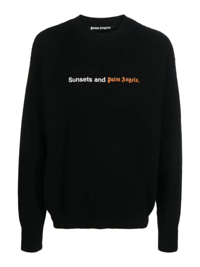 Palm Angels Slogan-embroidery Crew-neck Jumper In Multi-colored