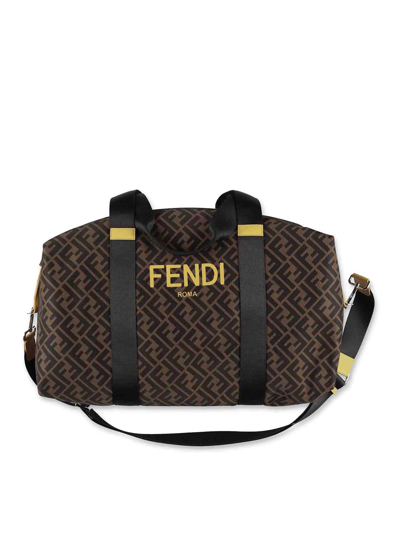 Fendi Kids' Zucca Print Week End Duffel Bag In Brown