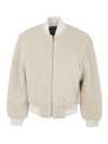 Jacquemus Le Blouson Pilou Shearling Bomber Jacket In Blanco