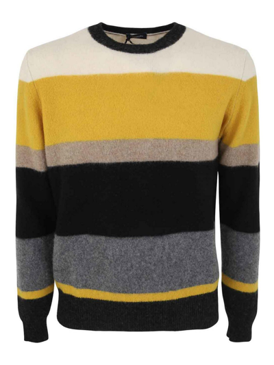 Drumohr Color Block Long Sleeve Crew Neck Sweater Clothing In Orange