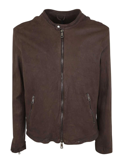 Giorgio Brato Leather Biker Clothing In Brown