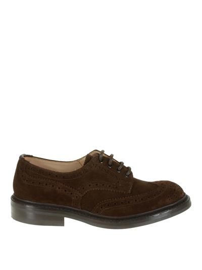 Tricker's Light Lace-up Suede Round Toe In Brown