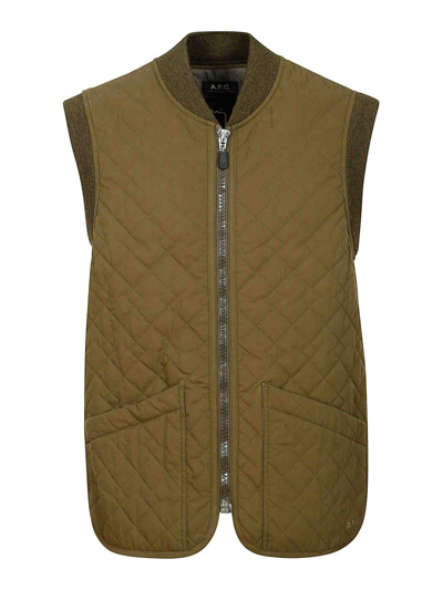 Apc A.p.c. Silas Quilted Zipped Waistcoat In Light Brown