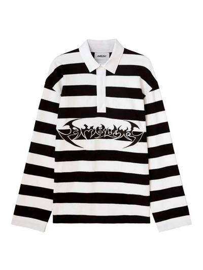 Ambush Gestreiftes Poloshirt Mit Logo-print In White
