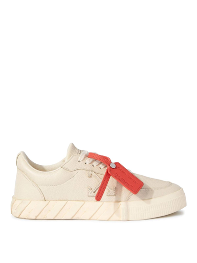 Off-white Vulcanized Low-top Trainers In Beige